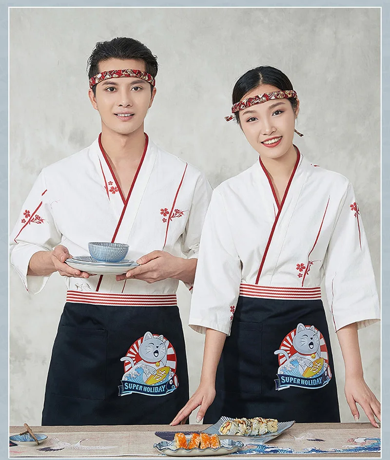 Unisex Japan Cuisine uniform chef work suit Restaurant service Chef Serving Top | Тематическая одежда и униформа