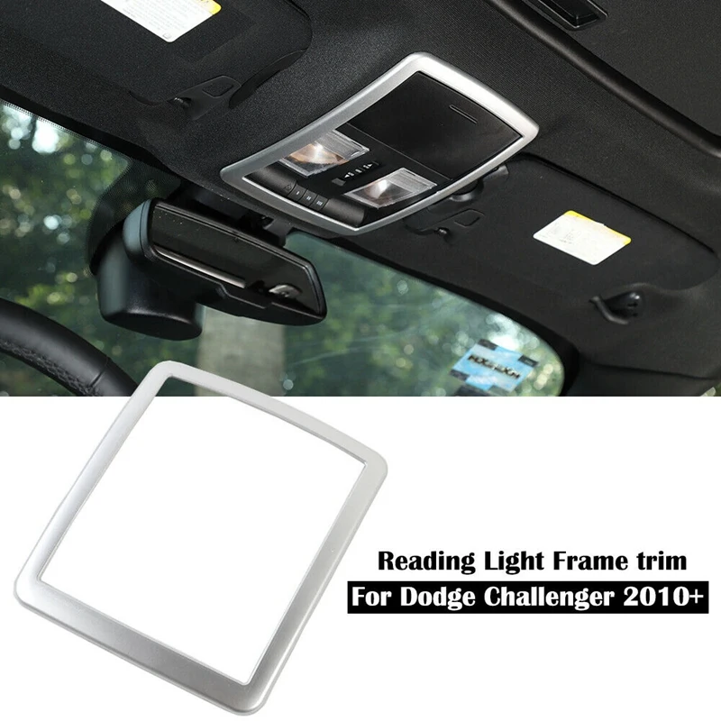

Front Reading Light Bezels Lamp Cover Trim for Dodge Challenger 2010-2019 Silver