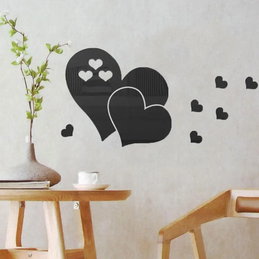 3D зеркальные наклейки на стену любовь сердце наклейка Сделай Сам домашний декор