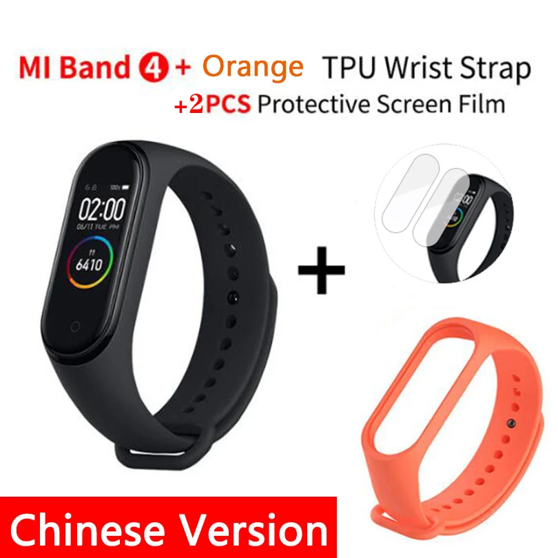 B4 CN n film N Org s Новинка, Xiaomi mi-браслет 4 Smart mi Band 4, браслет, пульсометр, фитнес, 135 мА/ч, цветной экран, Bluetooth 5,0 - Цвет: B4 CN n film N Org s