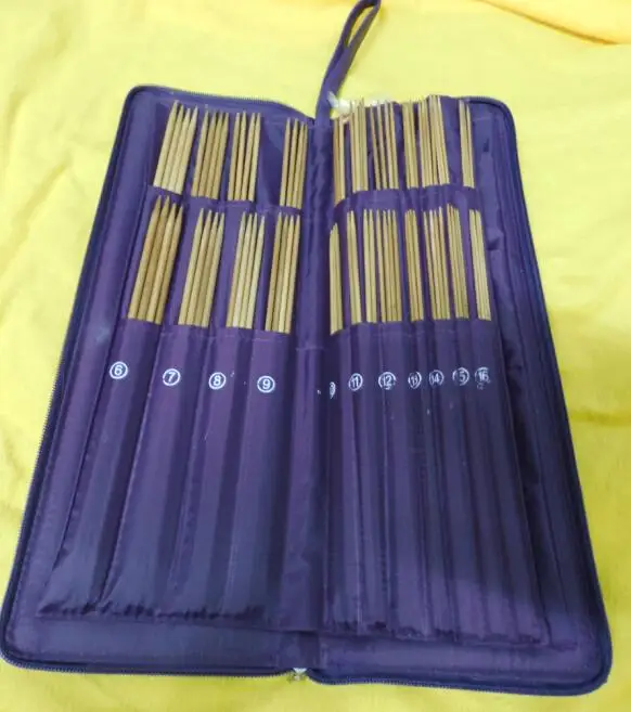 Бамбуковые Спицы для вязания Наборы инструментов PU Сумка Набор рукоделия 80 см