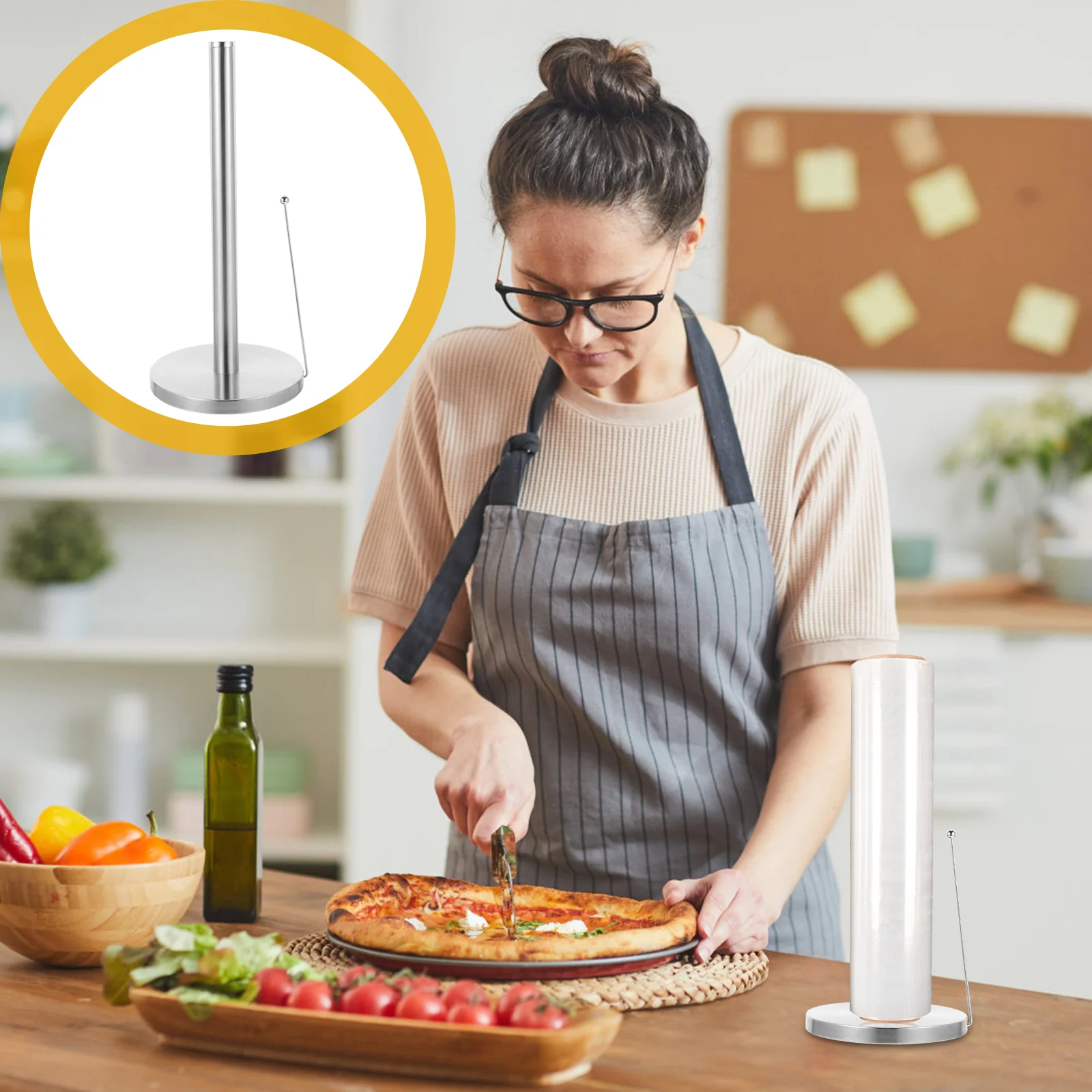 

1 Pc Roll Paper Rack Vertical Cling Film Rack Home Paper Towel Storage Holder