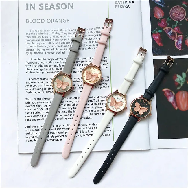 3D бабочка креативный Досуг уникальные женские кварцевые часы простой под платье