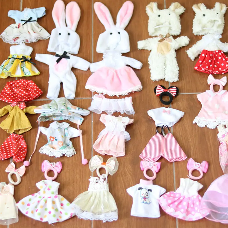 

Dress up 16/17 cm bjd doll clothes 8 points O.b.11 baby clothes 6-inch rabbit ears suit with headdress skirt