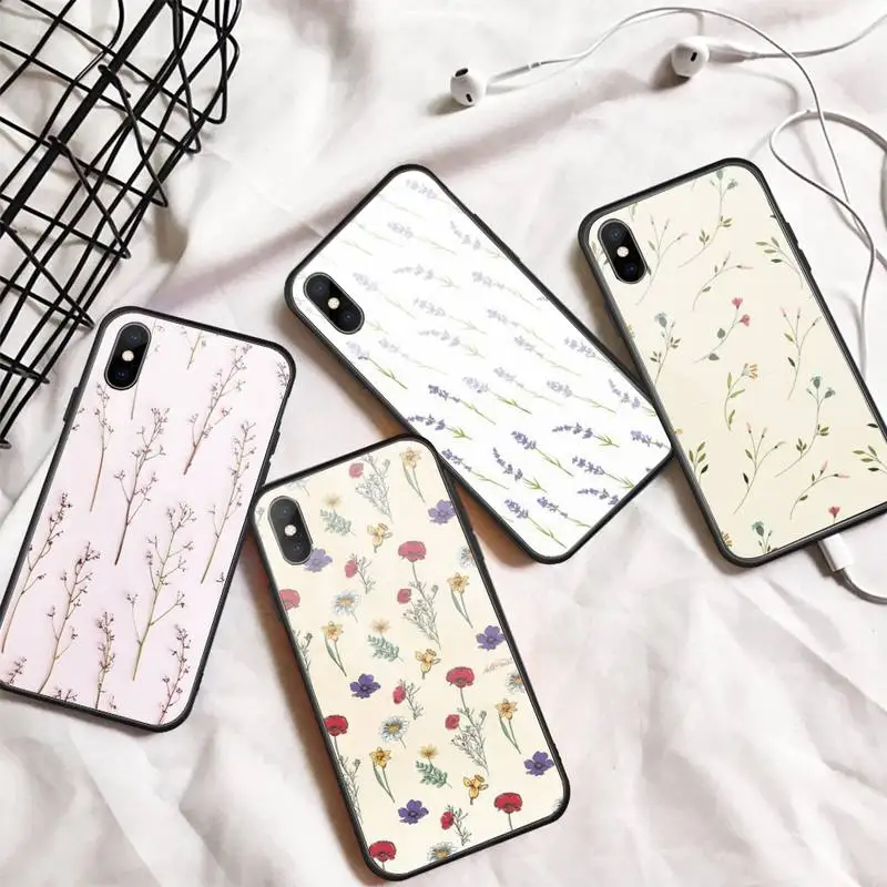 

Dried flowers floral print pattern Phone Case Tempered glass For iphone 5C 6 6S 7 8 plus X XS XR 11 PRO MAX