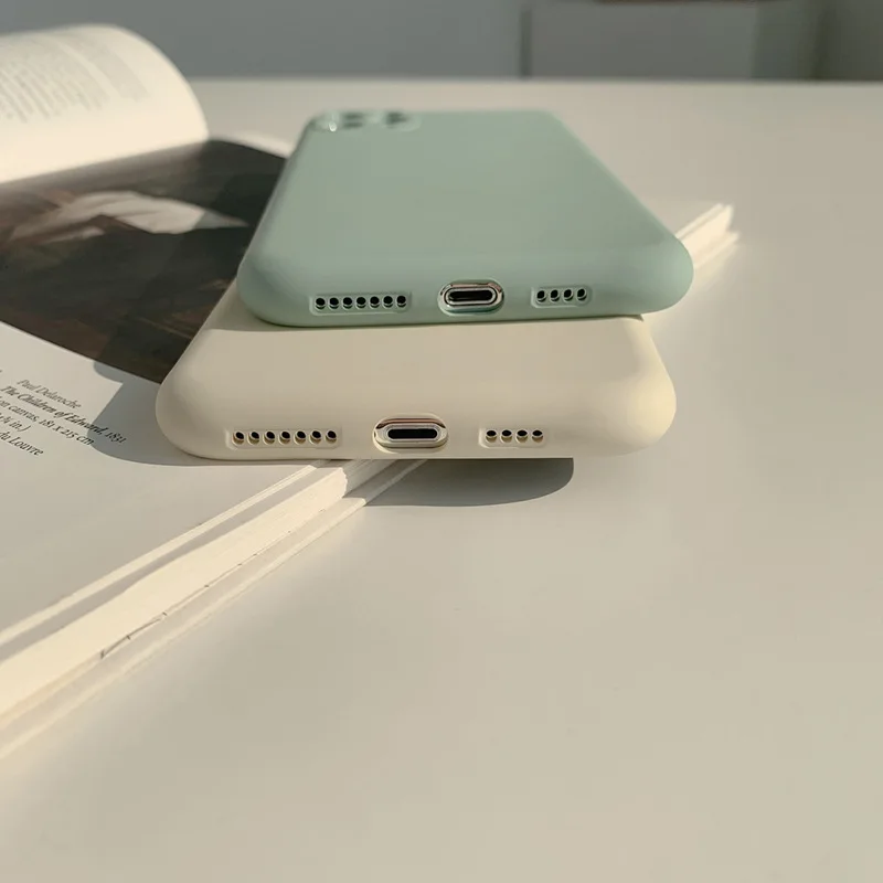 

Luxury Simple Solid Color Couple Phone Case For iPhone 11 Pro Max 12 Mini Cute Back Cover For iPhone XS XR X 7 8 Plus SE 2020