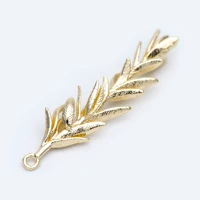 10pcs gold plated brass branch leaf charm pendants 45mm lead nickel free gb 954