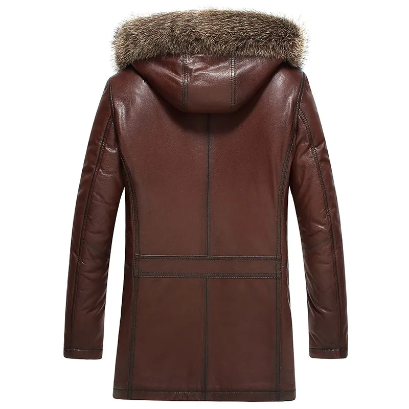 

Genuine Leather Pure Natural Coat Men Real Raccoon Fur Collar Jackets Sheepskin Jacket 1765 MY736