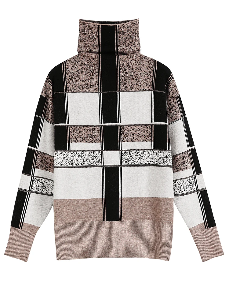 Свитер женский трикотажный с воротником-хомутом Осень-зима 2020 | Женская одежда