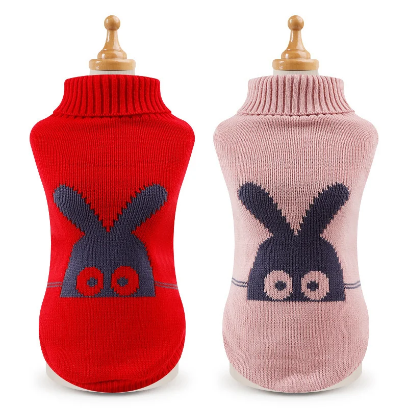 

Новинка Осень-зима Одежда для кошек Meow жаккардовый двухслойный свитер для кошек с ушками кролика Одежда для домашних животных