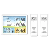 protmex multifunction digital weather station alarm clock inoutdoor weather forecast thermometer hygrometer 2 wireless sensor