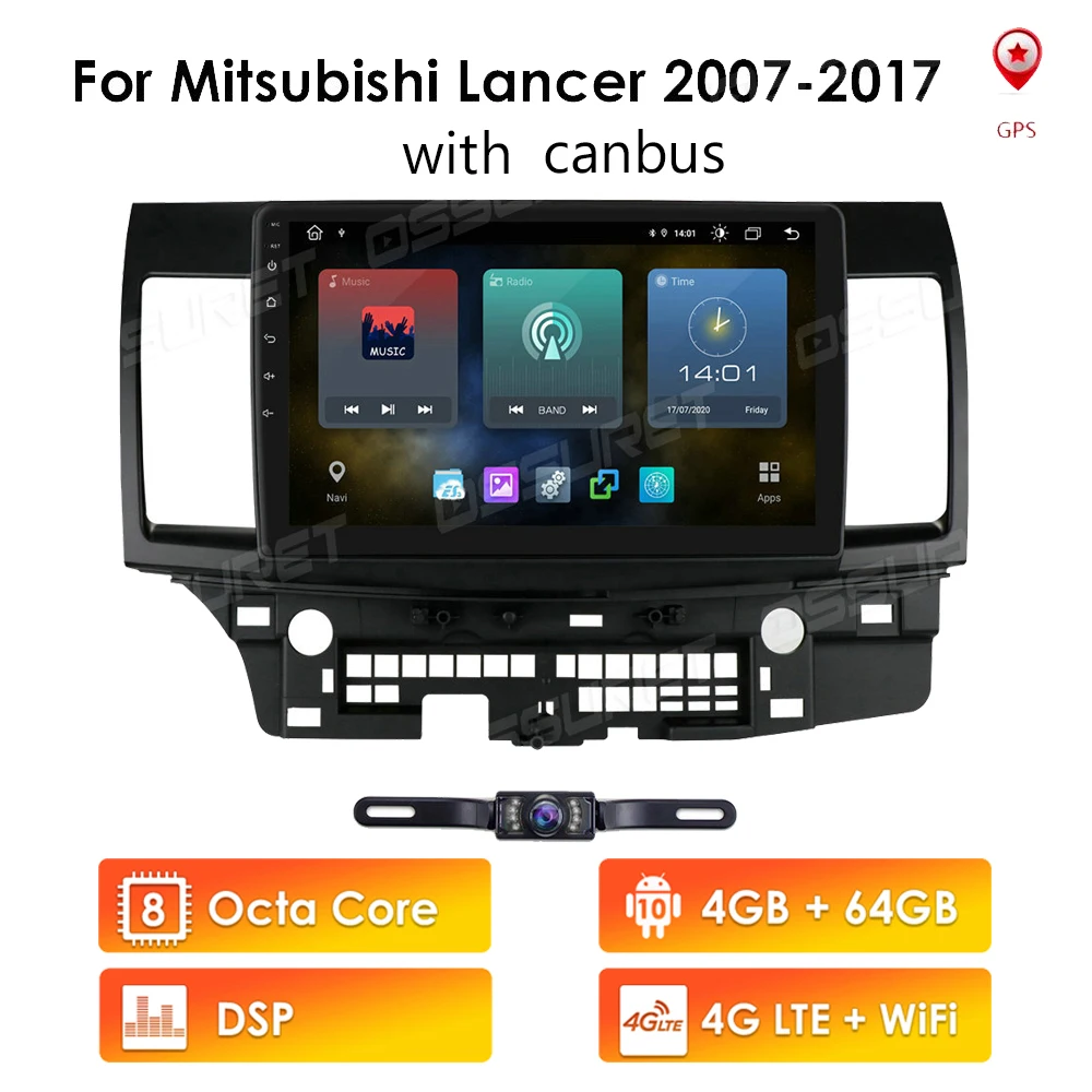 Автомагнитола 2 din 4 Гб + 64 ГБ Android 10 для Mitsubishi Lancer 2007 2013 мультимедийный видеоплеер GPS