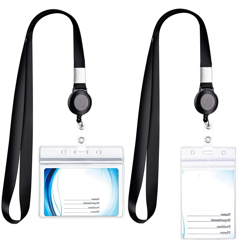 

1pc Transparent Staff ID Work Card Cover with Lanyard Exhibition Name Badge Holder Neck Strap Pass Access Bus Card Sleeve Case