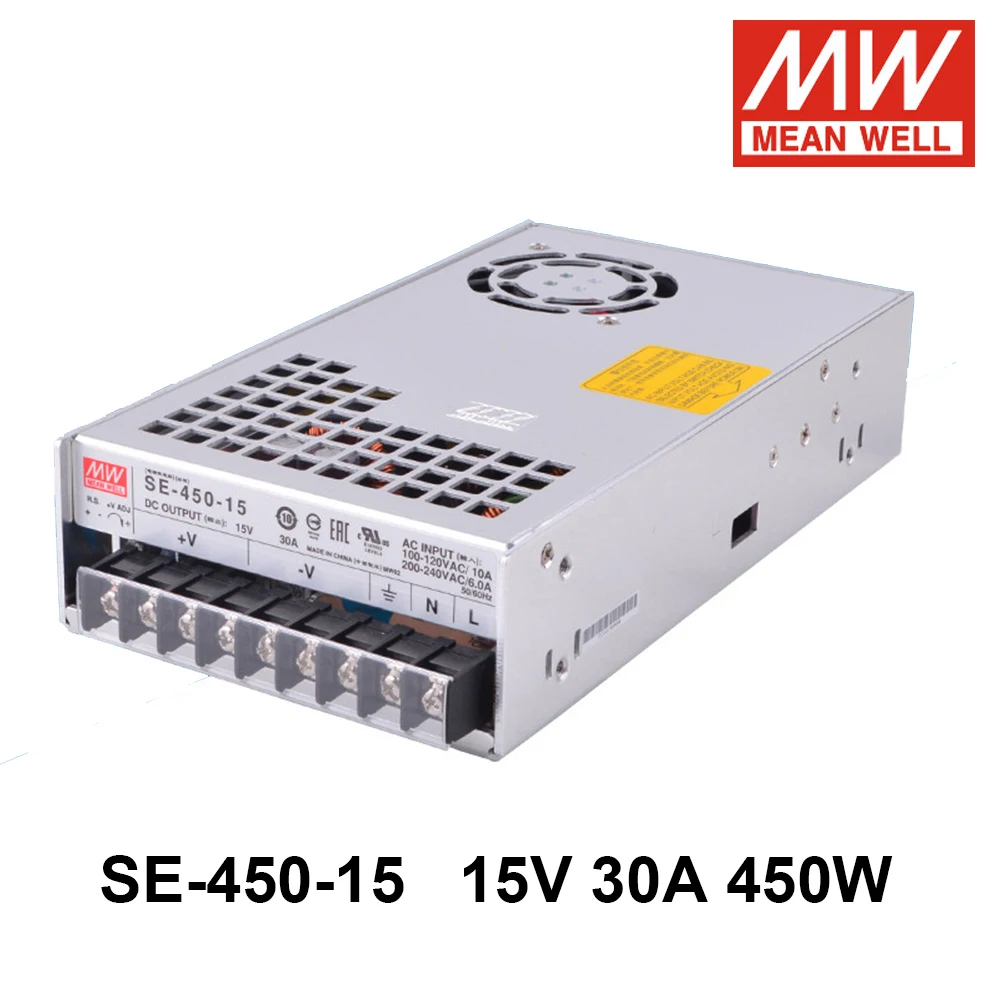 

Mean Well SE-450-15 Single Output Switching Power Supply 110/220V AC TO DC 15V 30A 450W Meanwell Driver