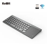 kuwfi 2 4g wireless keyboard with number touchpad mouse thin numeric keypad for android windows desktop laptop pc tv box