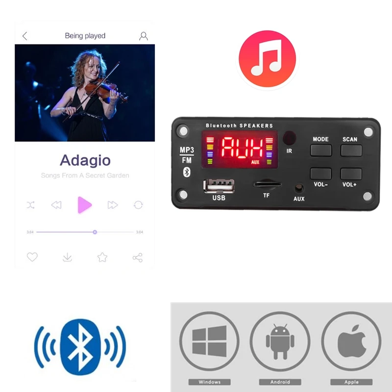 Bluetooth 5,0 MP3 декодирующая плата модуль беспроводной Автомобильный USB MP3 плеер TF слот для карт/USB/FM/пульт дистанционного декодирования модуль