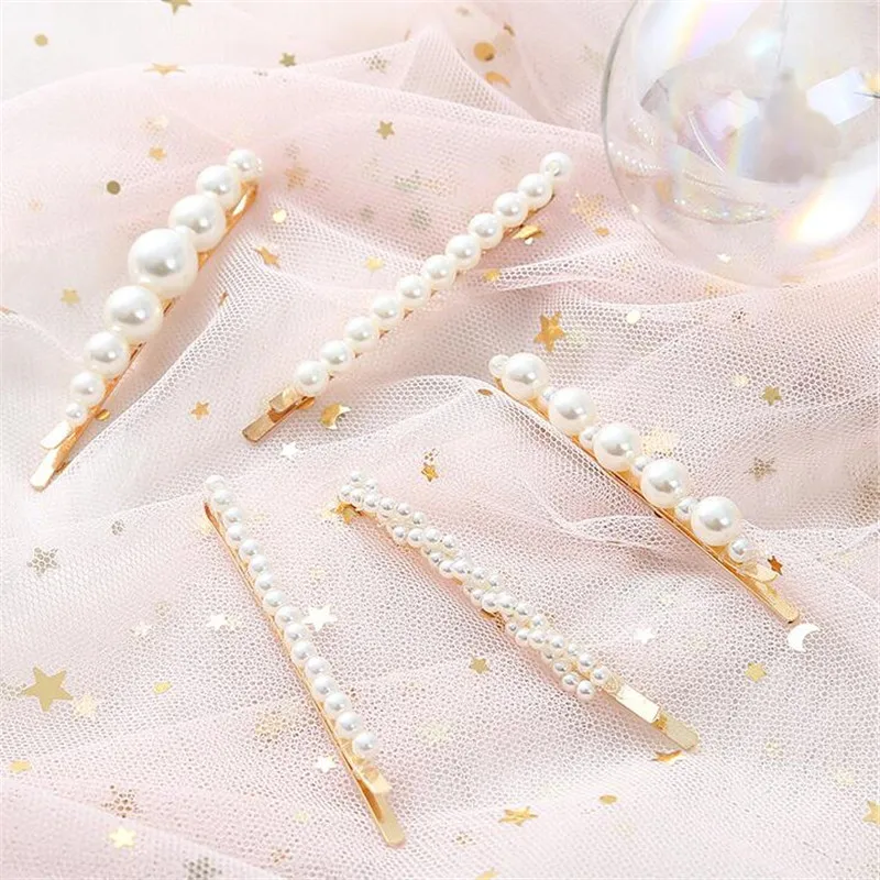 Заколки для волос женские с искусственным жемчугом BB заколки невидимки - купить