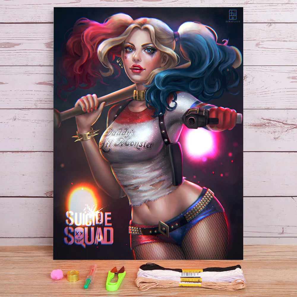 

Набор для вышивки крестом 11CT, водорастворимый холст с мультипликационным изображением девушки женщины, DMC нитки, картина, вязание