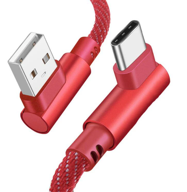 Red Кабель usb type C для быстрой зарядки на 90 градусов для huawei P10 P20 P30 Pro Lite для samsung Redmi Note 7 type-C - Тип штекера: Red