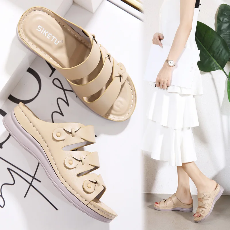 

Women's Sandals Retro Women Shoes Wedge Casual Flat Platform Ladies Wedges Woman 2021 Sandals Female Plus Size Female