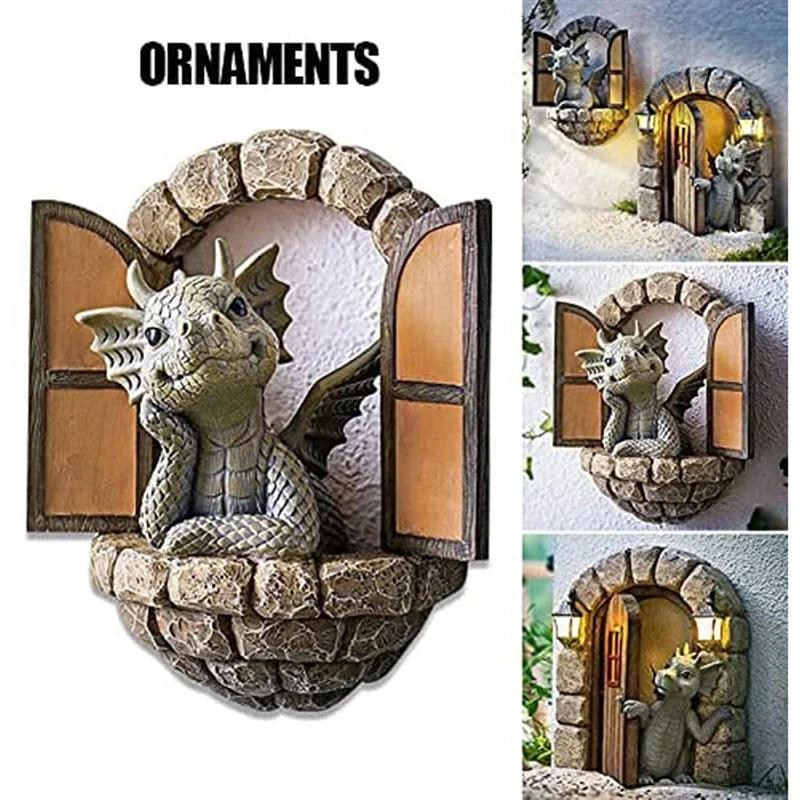 

Dinosaur Climbing Window Crafts Resin Statue Garden Decoration Lovely Decoration