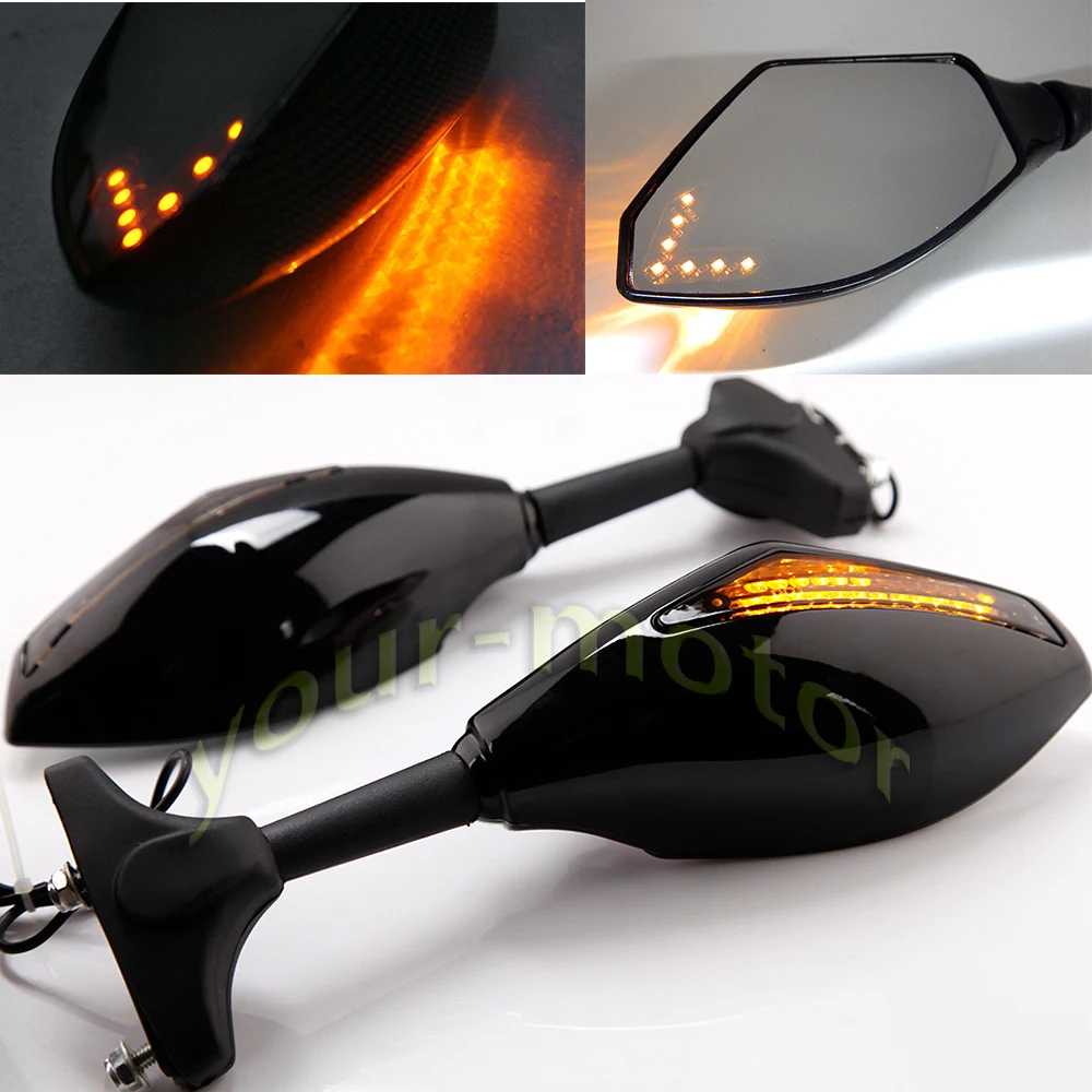 

Светодиодный поворотный сигнал со стрелкой, интегрированное Спортивное зеркало заднего вида для мотоцикла Suzuki GSXR600 GSXR1000, мотоциклетное зер...
