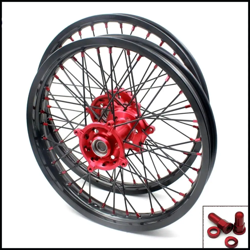 21/19 MX Мотоцикл колеса диски набор для YAMAHA YZ 125/250 1999 2019 YZ250F 2001 YZ450F 2003 красный ниппель