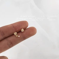 flower earrings real gold plated s925 silver needle prety zircon flower simple earrings asymmetrical earrings silver 925 earring