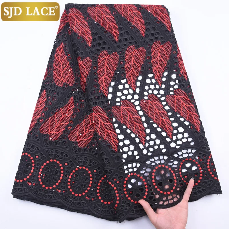 SJD кружево 100% хлопок африканская кружевная ткань Высокое качество швейцарская