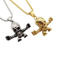316l stainless steel cute big headed human skelenton pendant necklace lovely skull charm necklace men women fashion jewelry