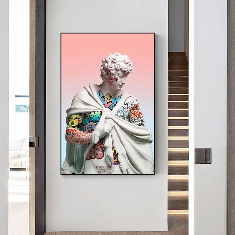 Скульптура Давида Vaporwave Холст Искусство плакаты граффити искусство холст