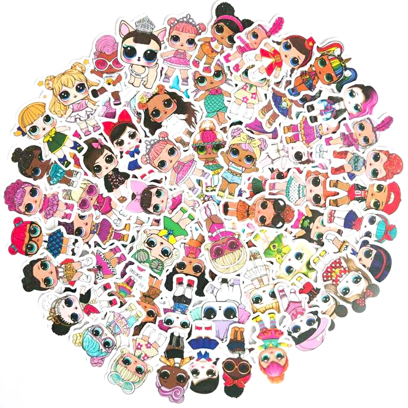 Случайные 50 шт. наклейки LOL индивидуальные Стикеры с куклами детские ПВХ граффити
