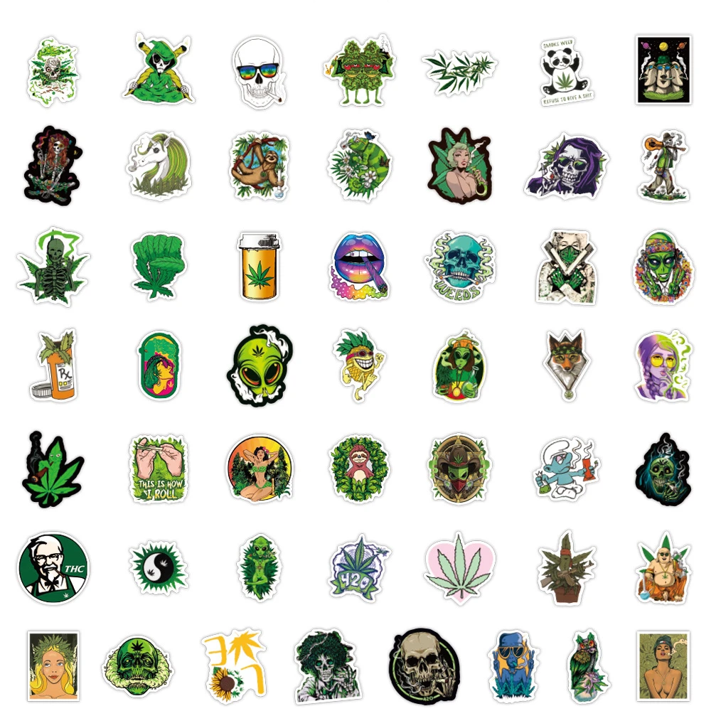 

108PCs New Green Leaves Funny Character Graffiti Stickers Notebook Skateboard Luggage Waterproof Stickers Toys