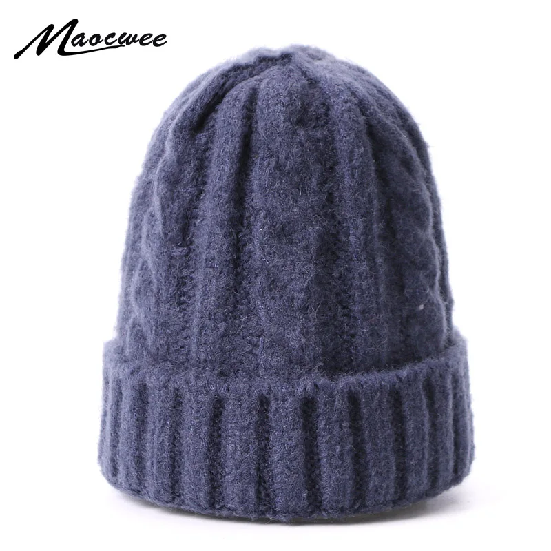 

Шапки-унисекс, шапка для женщин и детей, зимняя шерсть вязаная теплая плотная шапка, одноцветная модная шапка для родителей и детей