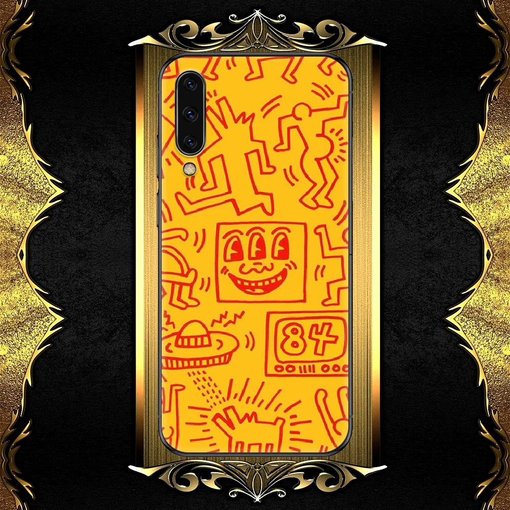 

Keiths Haring Art Style Graffiti Phone Case Cover For Samsung Galaxy A7 9 8 10 20 20e 21 S 30 30S 31 41 50 50S 51 70 71 91 black