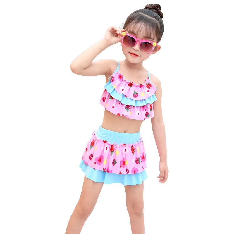 

Girls Split Bikini 2020 Two Pieces Baby Girls Bathing Suits Girl Swimsuit Children Bikini Set Kids Swimwear Costumes With Skirt