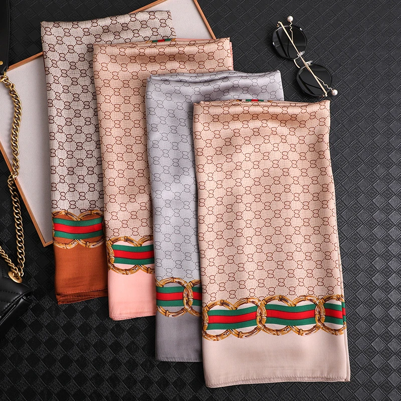 Европейский и американский модный женский шарф роскошный платок с цепочками