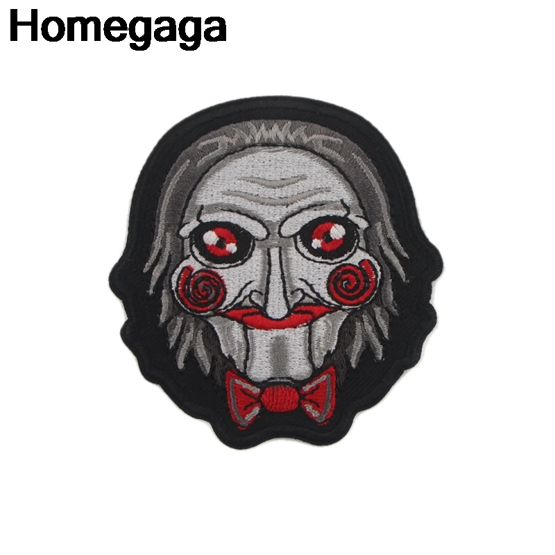 

Homegaga Billy The Puppet horror Cartoon Iron on Patches Clothing diy Embroidered badges Applique Patchworks stickers D2272