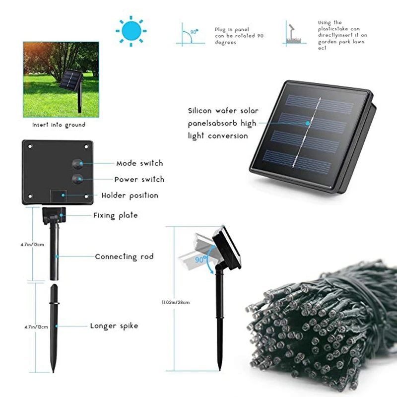 

7M 50 LED Solar Power Fairy String Lights Christmas Party Decor Garden Outdoor Lamp Multi Color