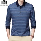 Рубашка-поло мужская с длинным рукавом, в полоску, T952