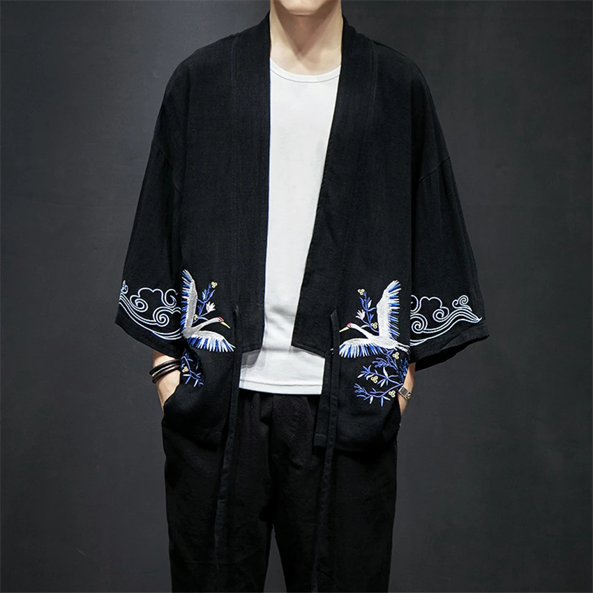 Новая мужская одежда в японском стиле с вышивкой Haori улучшенная традиционная