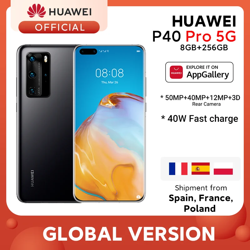 Глобальная версия Huawei P40 Pro 8G 256G Kirin 990 5G восьмиядерный смартфон с тройной камерой 6