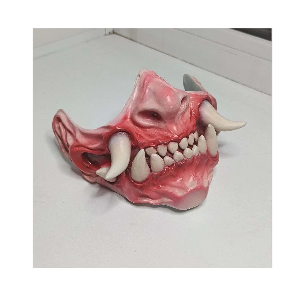 Страшная маска с острыми зубами клыки латексные маски на половину лица костюм