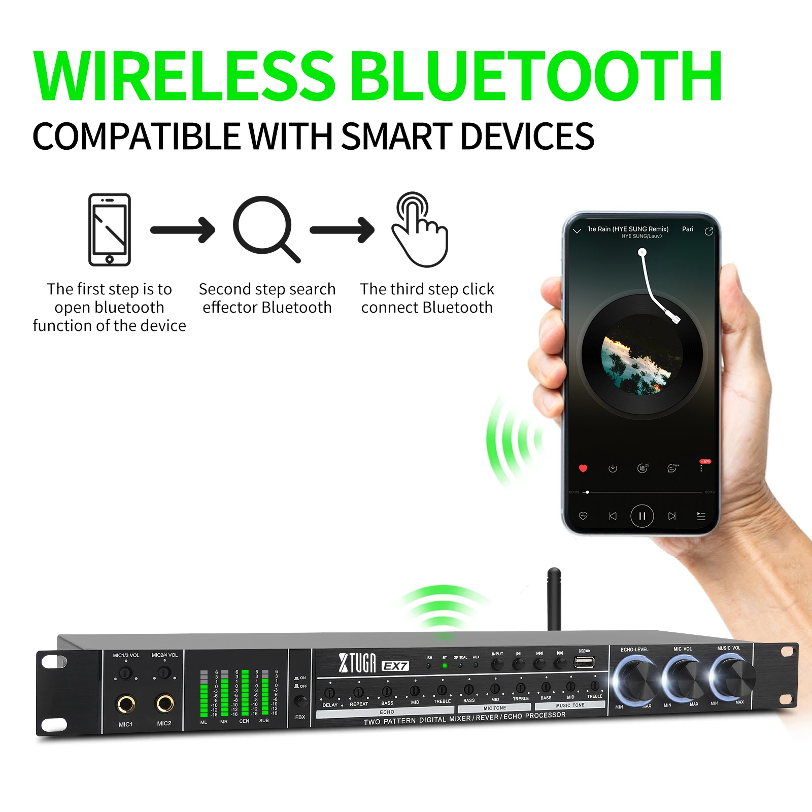 XTUGA Bluetooth цифровой аудио эффекты процессор с 32 бит DSP профессиональный микрофон