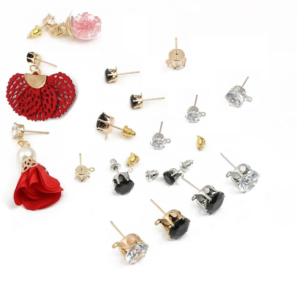 Серьги гвоздики со стразами 6/8/10 мм|Ювелирная фурнитура и компоненты| |