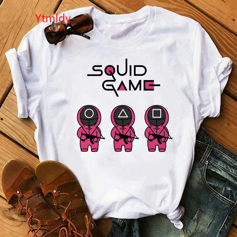 

Korean TV Squid Game T Shirt Women Kawaii Cartoon Summer Tops 456 Graphic Tees Unisex Harajuku Fashion Korean Style T-shirt Male