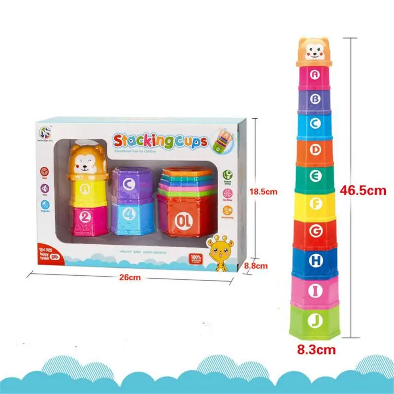 

Hot Infant Toddler Baby Kids Play Educational Letters Piles Folding Cups Lovely Bear Cup Stacking Toys Gift