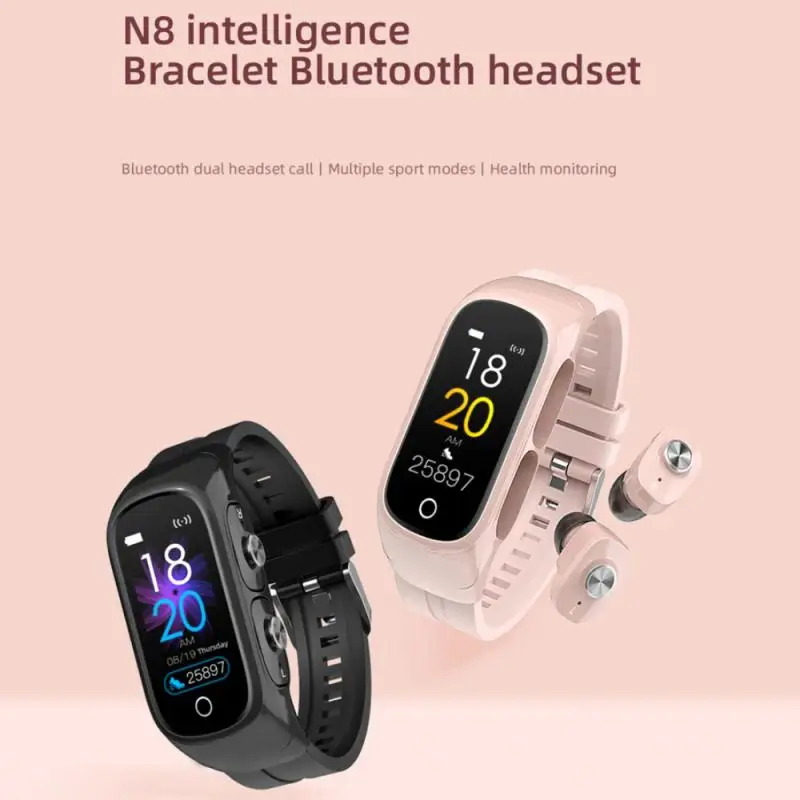 

N8 Smart Watch Bluetooth Earphone 0.96 Inch Square Screen TWS Headset Long Standby Health Monitor Smart Watch