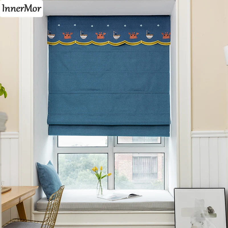 

Innermor Embroidered Cartoon Roman Blind for kid's room Blackout Roman Shades Window Curtains For Living Room
