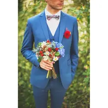 2022 Hot Selling High Quality Notch Lapel Men's Blue Suits Custom Made Two Buttons Fashion Casual Wear Blazer 3 Pieces Skinny (1)